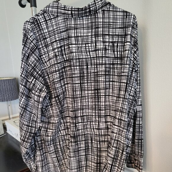 Croft & Barrow Plaid Dress Shirt Long Sleeve Top Plus Size 2x Black and White - Picture 6 of 10